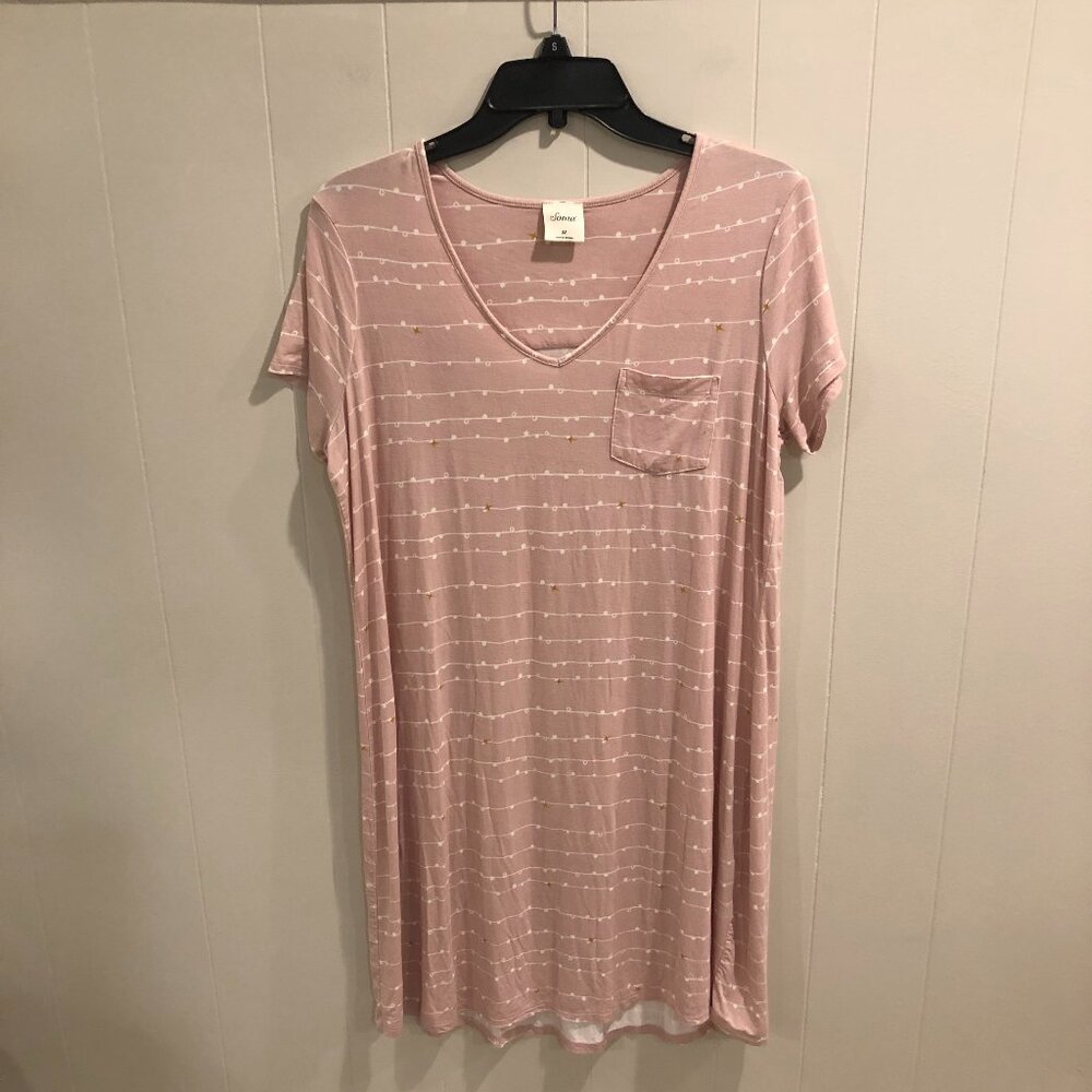 Soma COOL NIGHTS Pocket Nightgown, Garland Stripe Pink, Size M
